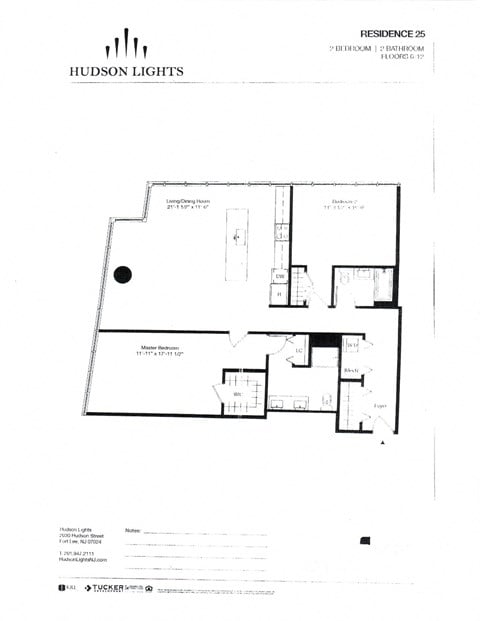 Floor plan for 2 beds, 2 baths, 1237 sqft
